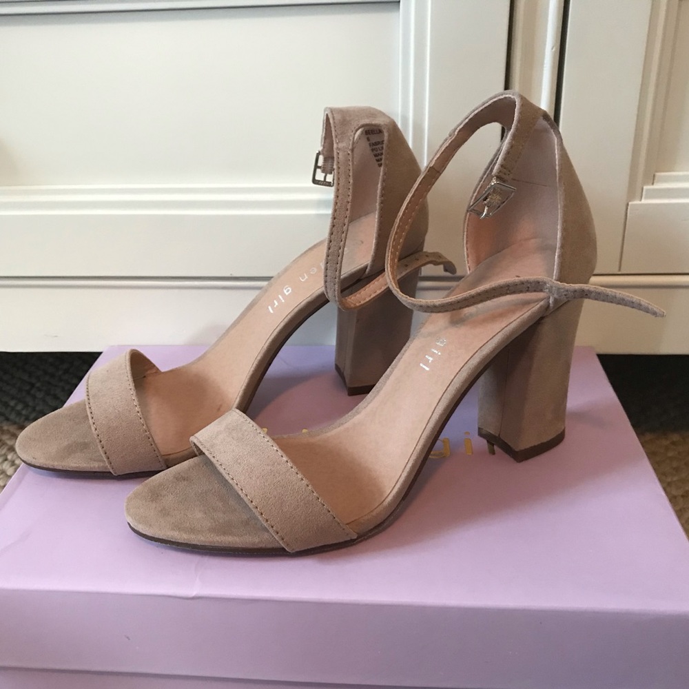 Madden Girl Nude Suede Heels
